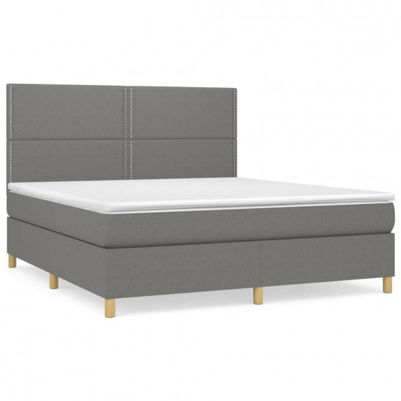 Cadre de lit avec matelas Gris foncé 180x200cm Tissu