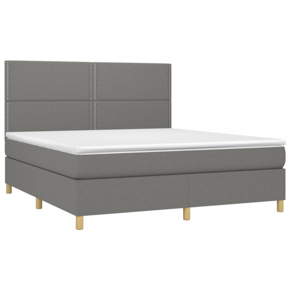 Cadre de lit avec matelas Gris foncé 180x200cm Tissu