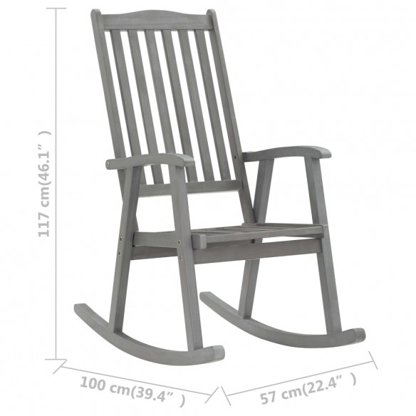 Chaise à bascule Gris Bois d'acacia massif