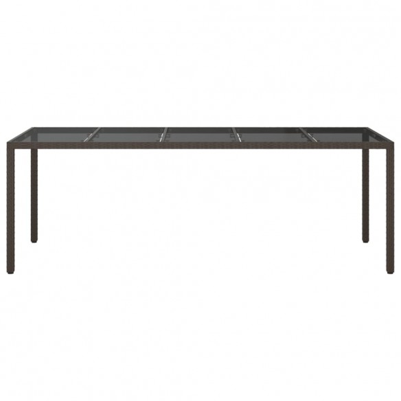 Table de jardin Marron 250x100x75 cm Verre trempé et poly rotin