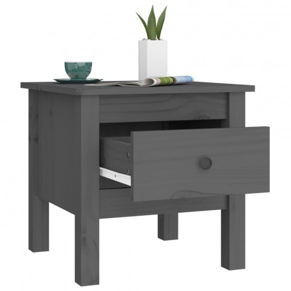 Table d'appoint Gris 40x40x39 cm Bois massif de pin