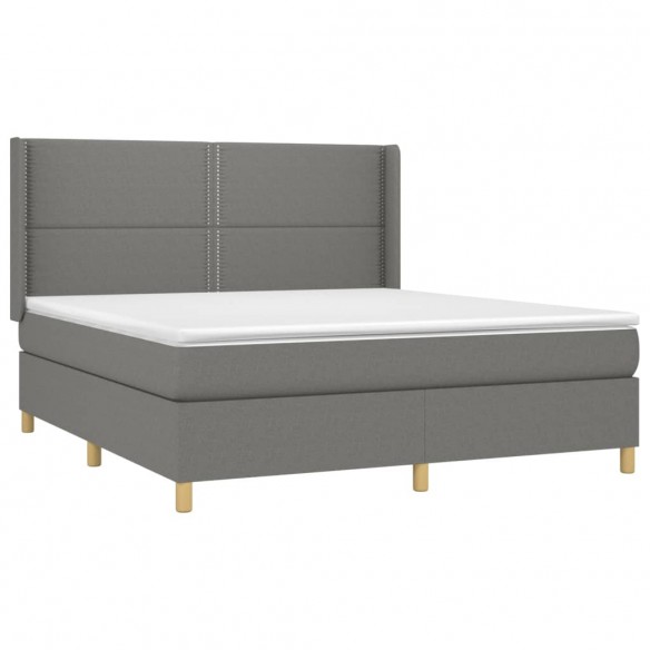 Cadre de lit matelas LED Gris foncé 180x200 cm Tissu