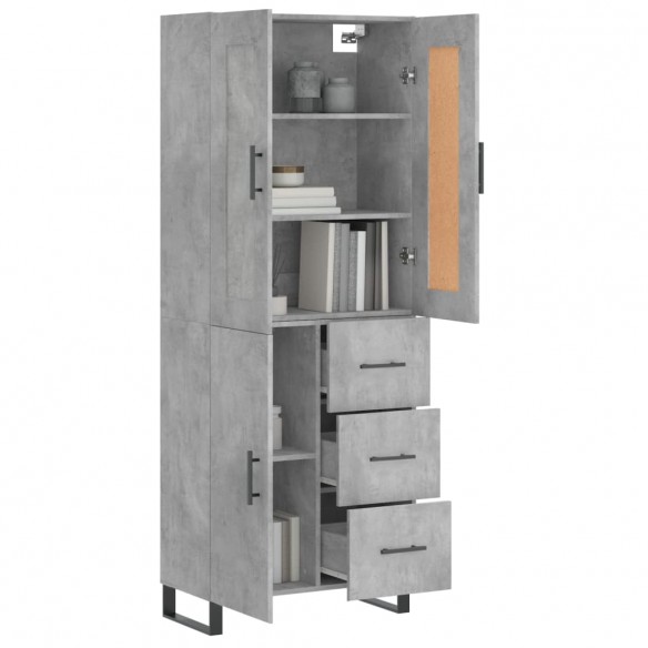 Buffet haut Gris béton 69,5x34x180 cm Bois d'ingénierie