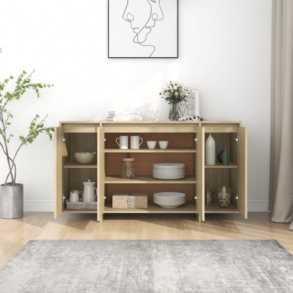 Buffet chêne sonoma 135x41x75 cm bois d'ingénierie