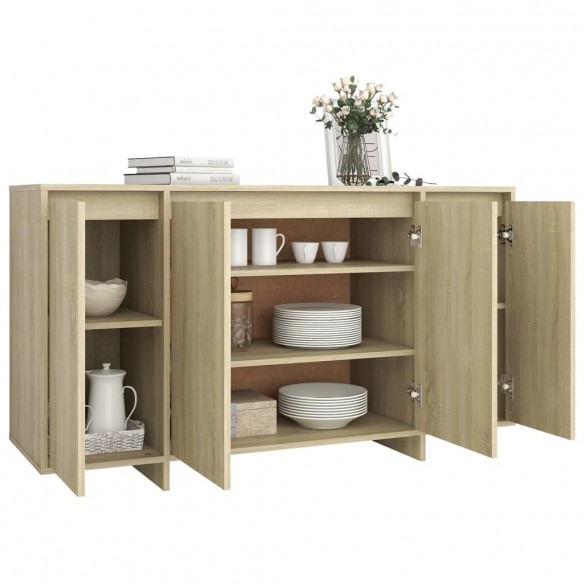 Buffet chêne sonoma 135x41x75 cm bois d'ingénierie