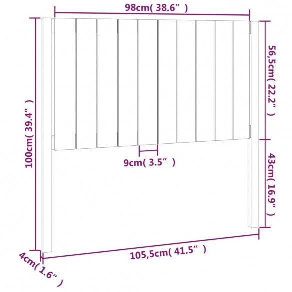 Tête de lit 105,5x4x100 cm Bois massif de pin