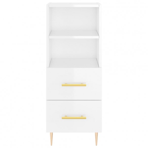 Buffet haut Blanc brillant 34,5x34x180 cm Bois d'ingénierie