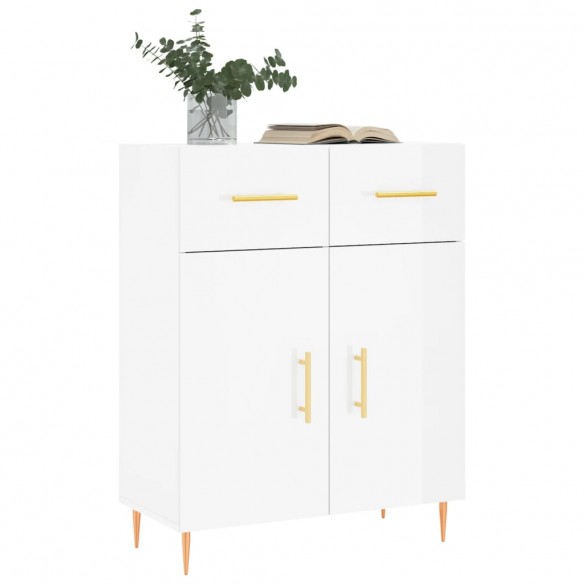 Buffet Blanc brillant 69,5x34x90 cm Bois d'ingénierie