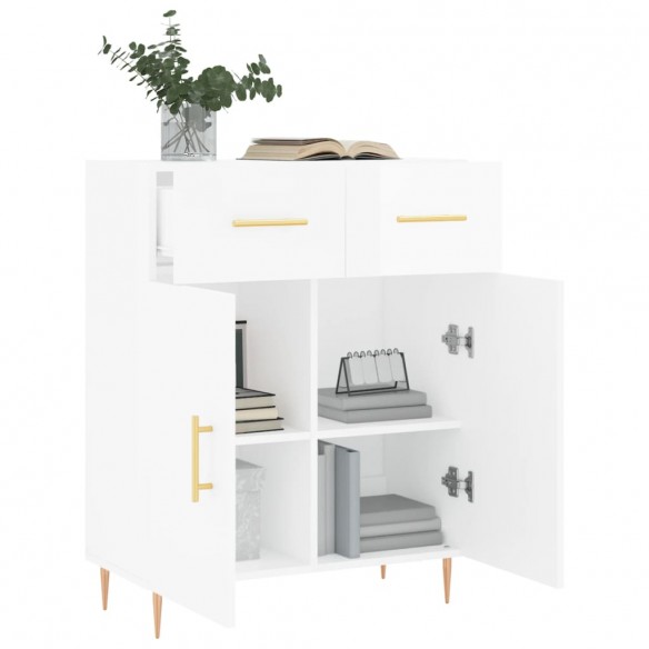 Buffet Blanc brillant 69,5x34x90 cm Bois d'ingénierie