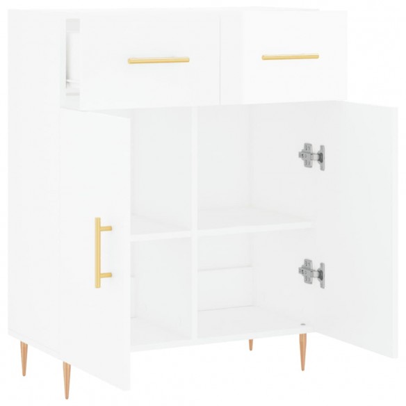 Buffet Blanc brillant 69,5x34x90 cm Bois d'ingénierie