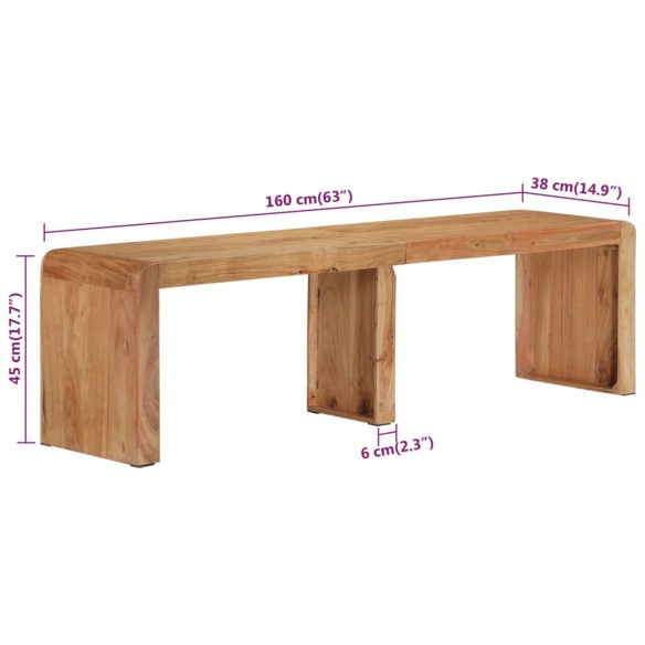 Banc 160x38x45 cm bois massif d'acacia