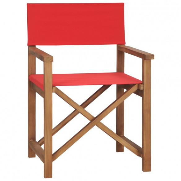 Chaises de metteur en scène lot de 2 Bois de teck massif Rouge