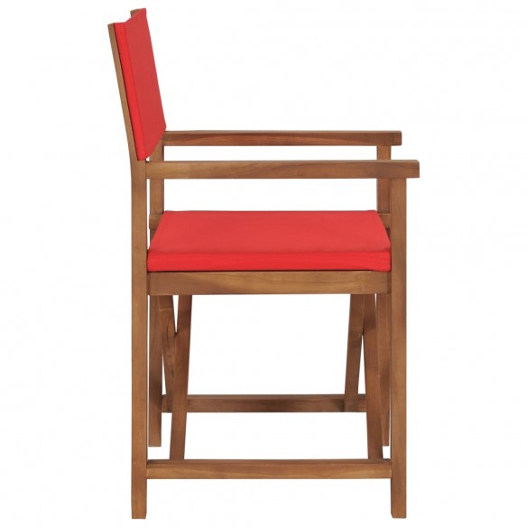 Chaises de metteur en scène lot de 2 Bois de teck massif Rouge