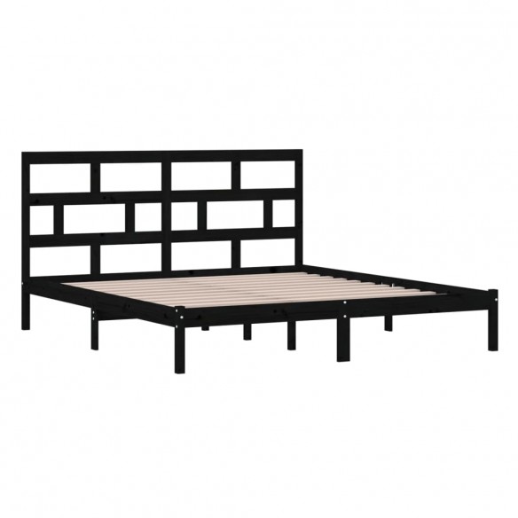 Cadre de lit Noir Bois massif 180x200 cm Super King