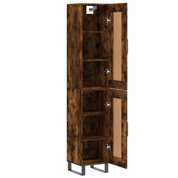 Buffet haut Chêne fumé 34,5x34x180 cm Bois d'ingénierie