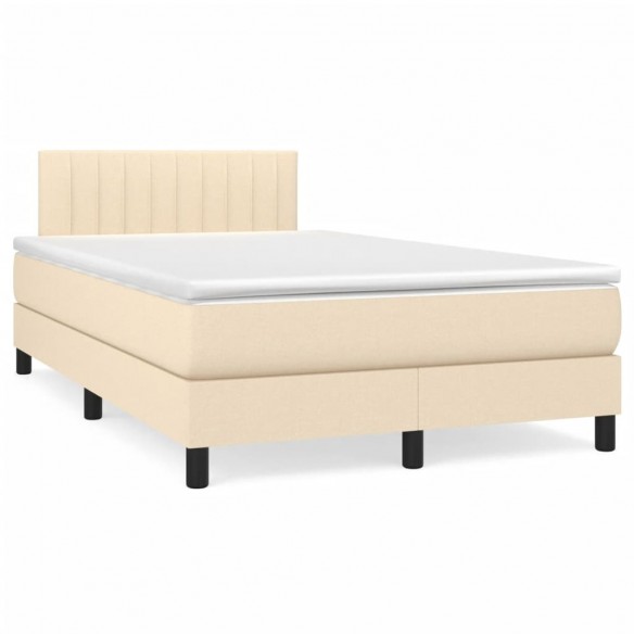 Cadre de lit avec matelas Crème 120x200 cm Tissu