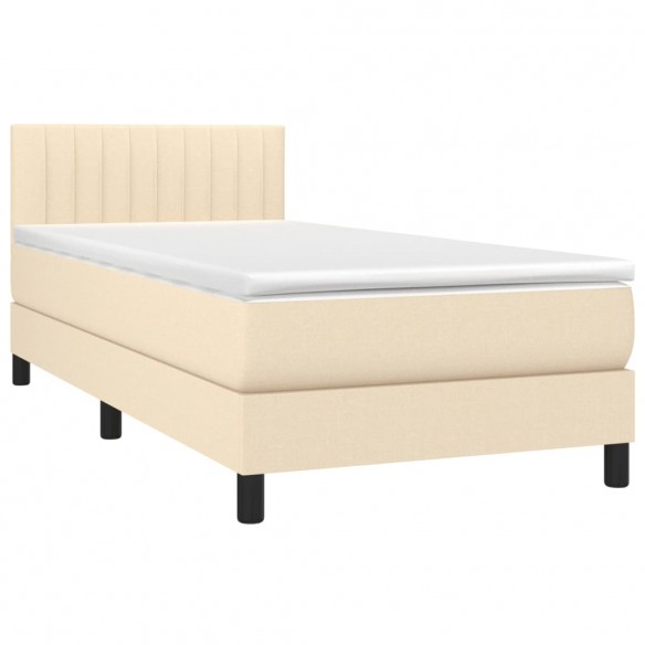 Cadre de lit avec matelas LED Crème 100x200 cm Tissu