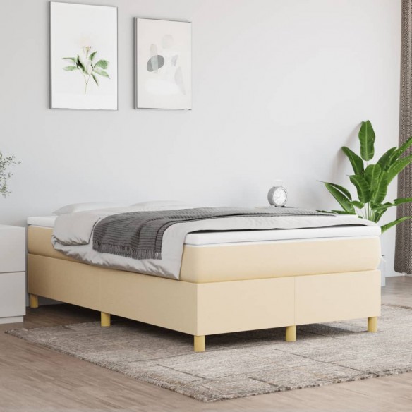 Cadre de lit avec matelas Crème 120x200 cm Tissu