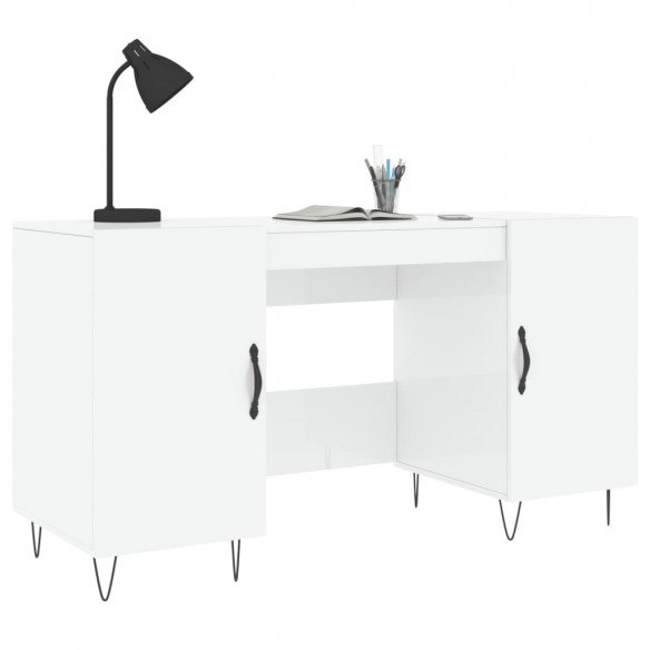 Bureau Blanc brillant 140x50x75 cm Bois d'ingénierie