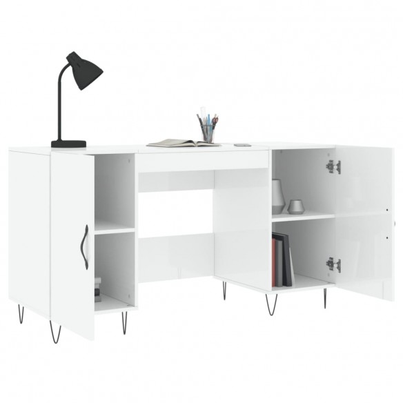 Bureau Blanc brillant 140x50x75 cm Bois d'ingénierie