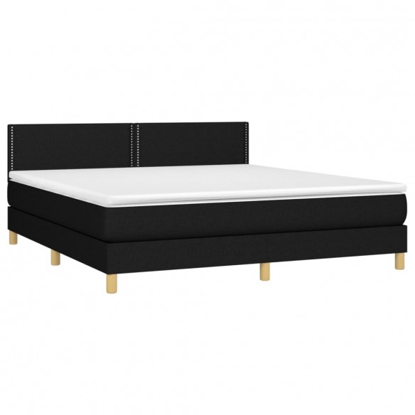 Cadre de lit avec matelas LED Noir 160x200 cm Tissu