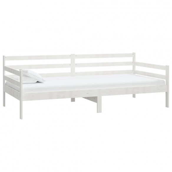 Lit Blanc Bois de pin massif 90x200 cm