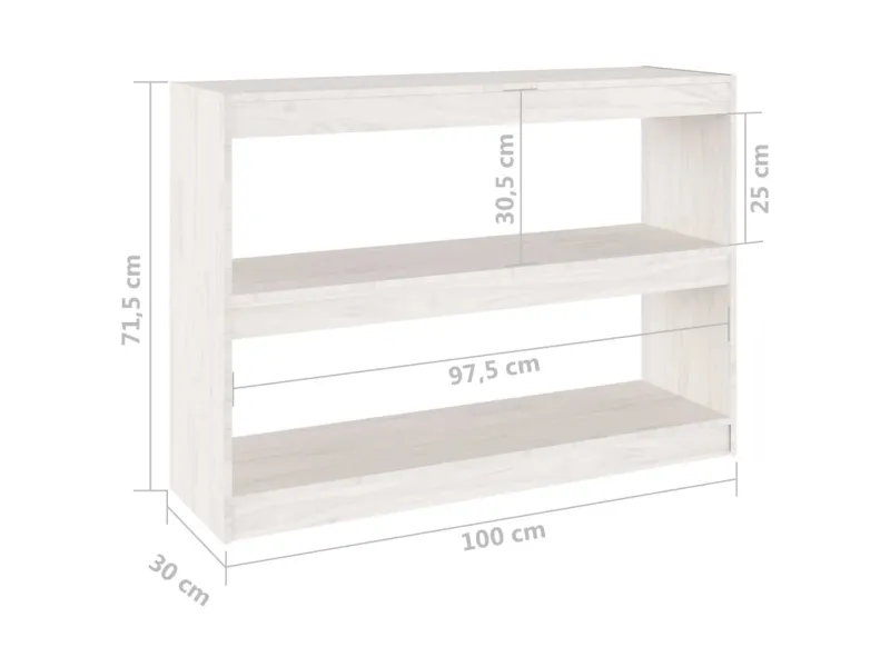 Bibliothèque/Séparateur de pièce Blanc 100x30x71,5cm Pin massif