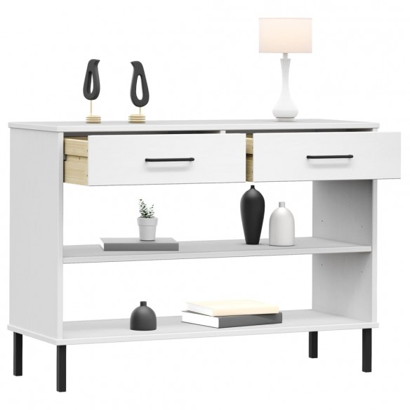 Armoire console avec pieds en métal Blanc Bois pin massif OSLO