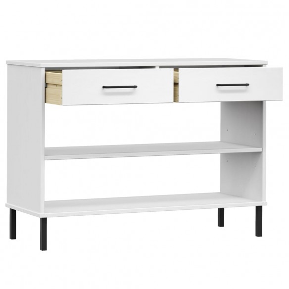 Armoire console avec pieds en métal Blanc Bois pin massif OSLO