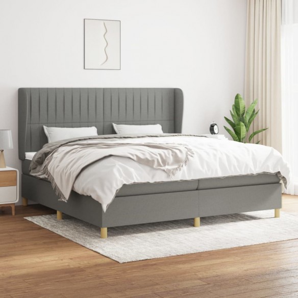 Cadre de lit avec matelas Gris foncé 200x200cm Tissu