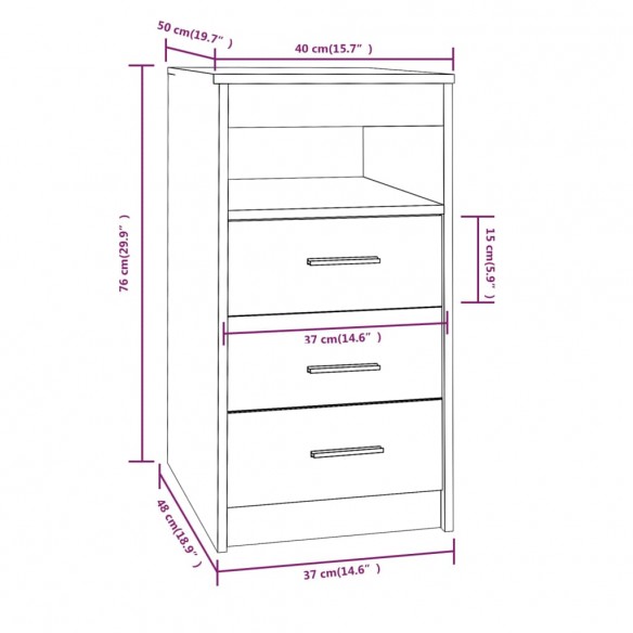 Armoire à tiroirs Chêne fumé 40x50x76 cm Bois d'ingénierie