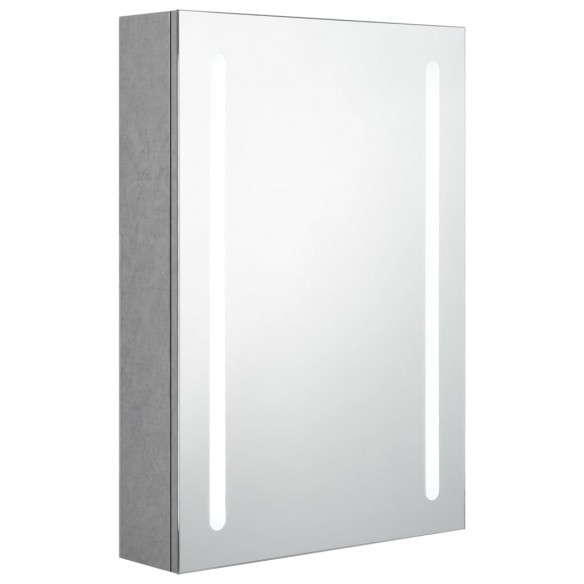 Armoire de salle de bain à miroir LED gris béton 50x13x70 cm