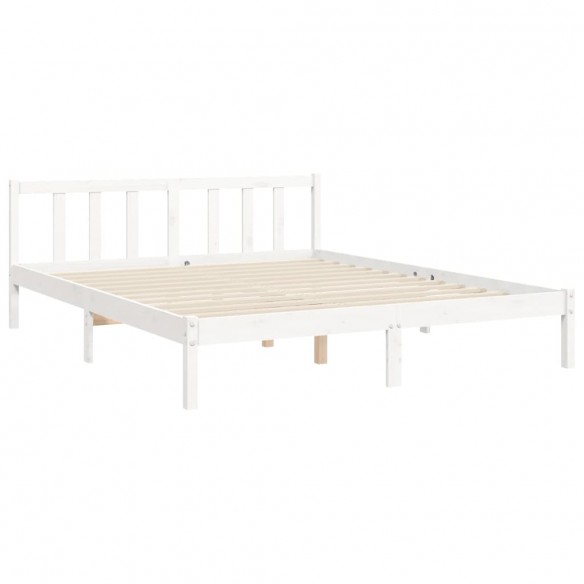 Cadre de lit avec tête de lit blanc King Size bois massif