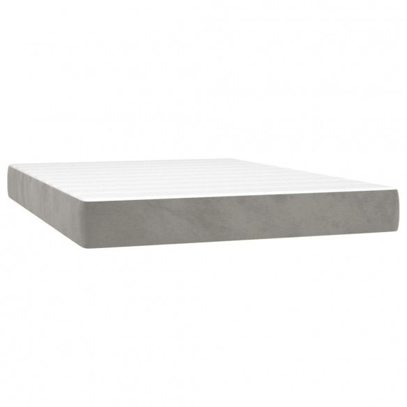 Cadre de lit et matelas Gris clair 140x190cm Velours