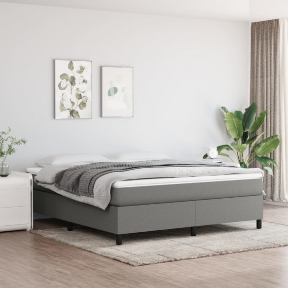 Cadre de lit avec matelas Gris foncé 180x200cm Tissu