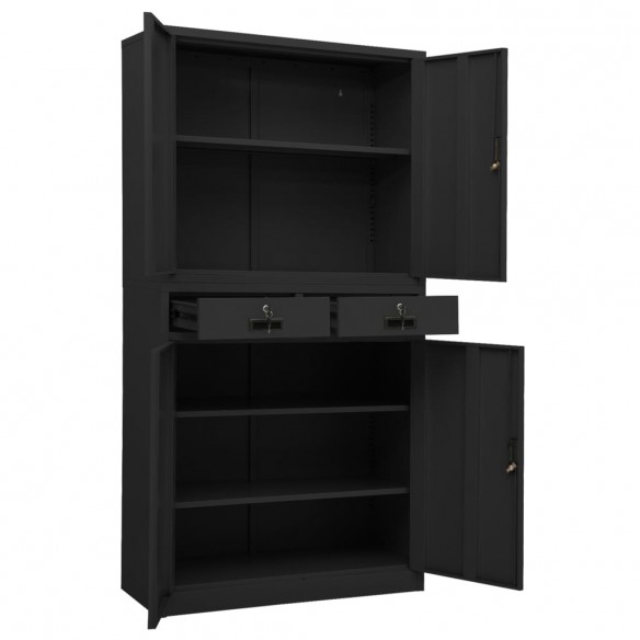 Armoire de bureau Anthracite 90x40x180 cm Acier