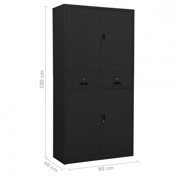 Armoire de bureau Anthracite 90x40x180 cm Acier