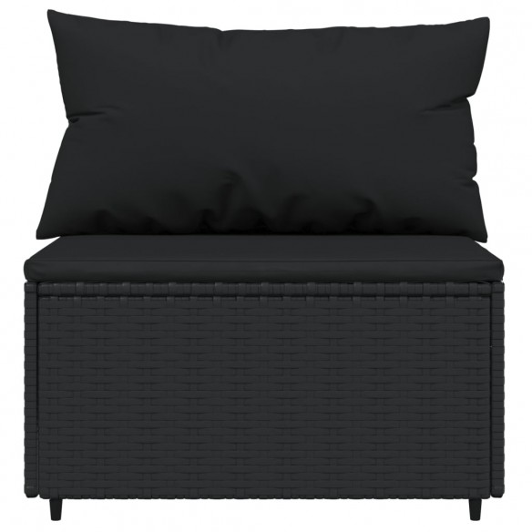 Canapés centraux de jardin et coussins 2pcs Noir Résine tressée