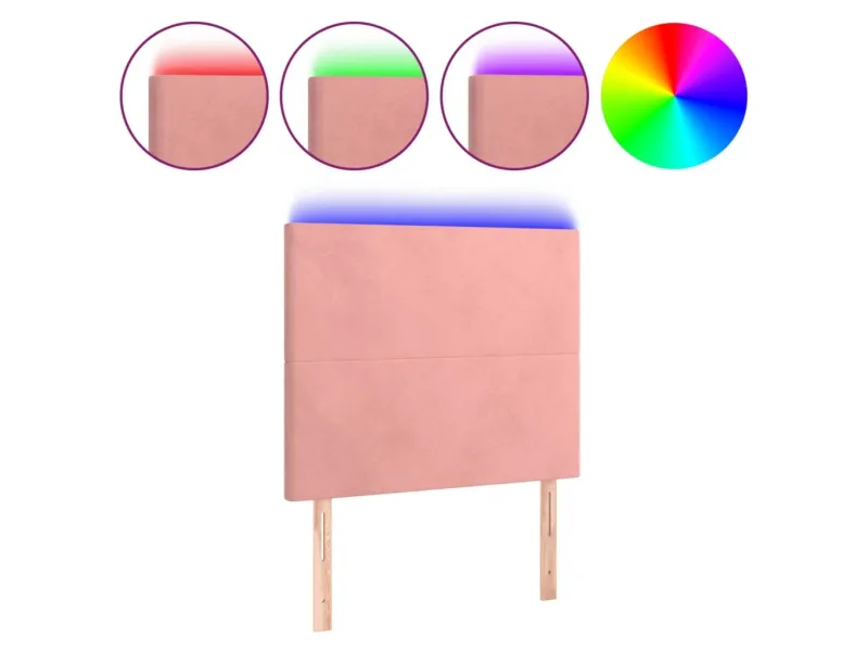 Tête de lit à LED Rose 100x5x118/128 cm Velours