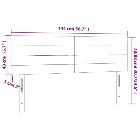 Tête de lit à LED Gris foncé 144x5x78/88 cm Velours