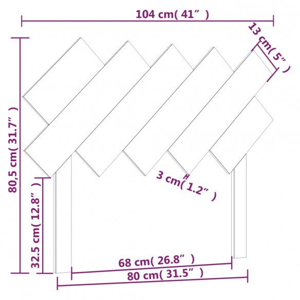 Tête de lit Blanc 104x3x80,5 cm Bois massif de pin