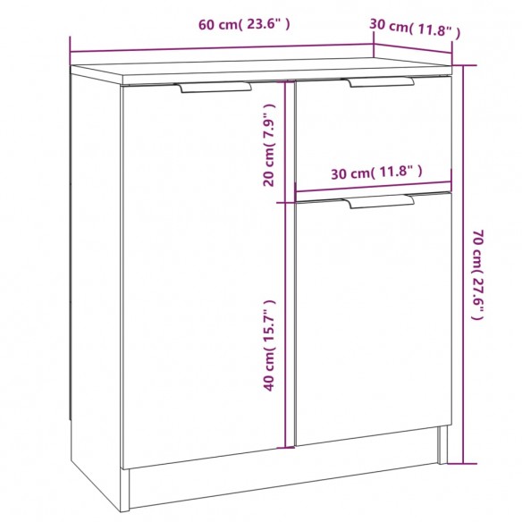 Buffets 2 pcs Blanc 60x30x70 cm Bois d'ingénierie