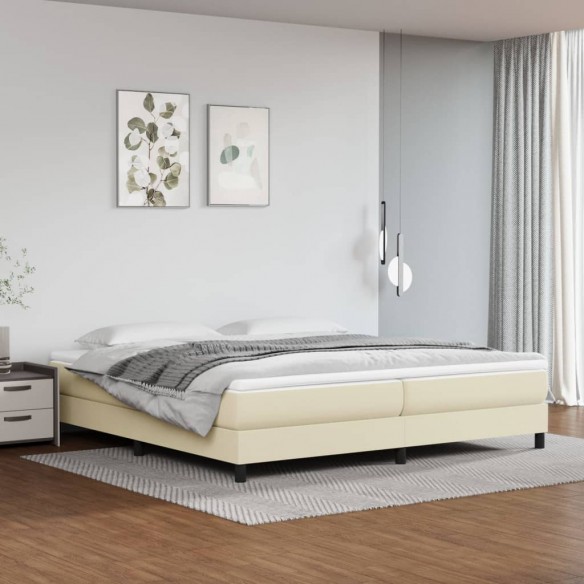 Cadre de lit avec matelas Crème 200x200cm Similicuir