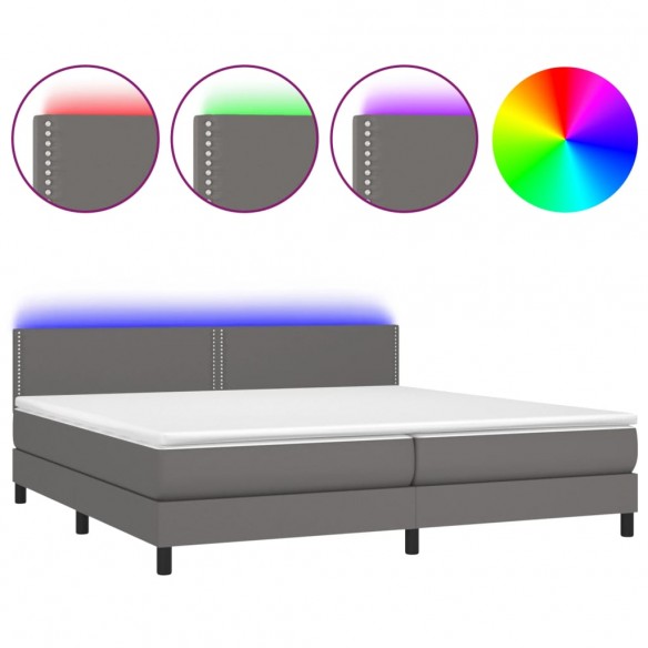 Cadre de lit avec matelas et LED Gris 200x200 cm