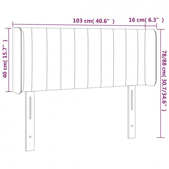 Tête de lit à LED Gris foncé 103x16x78/88 cm Tissu