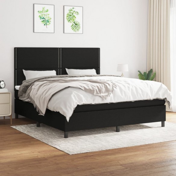 Cadre de lit avec matelas Noir 160x200 cm Tissu