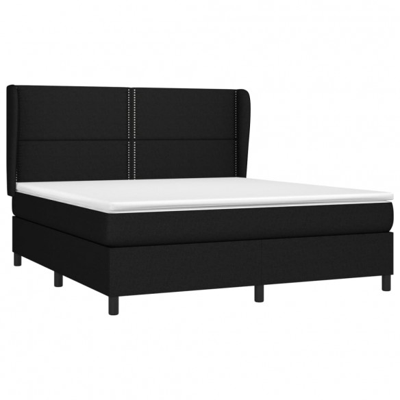 Cadre de lit avec matelas Noir 160x200 cm Tissu