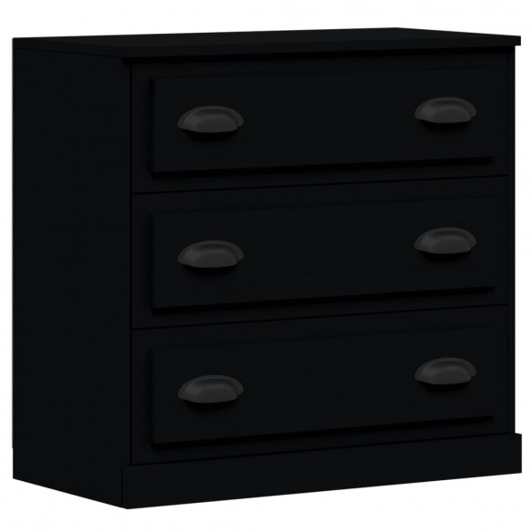 Buffets 3 pcs noir bois d'ingénierie