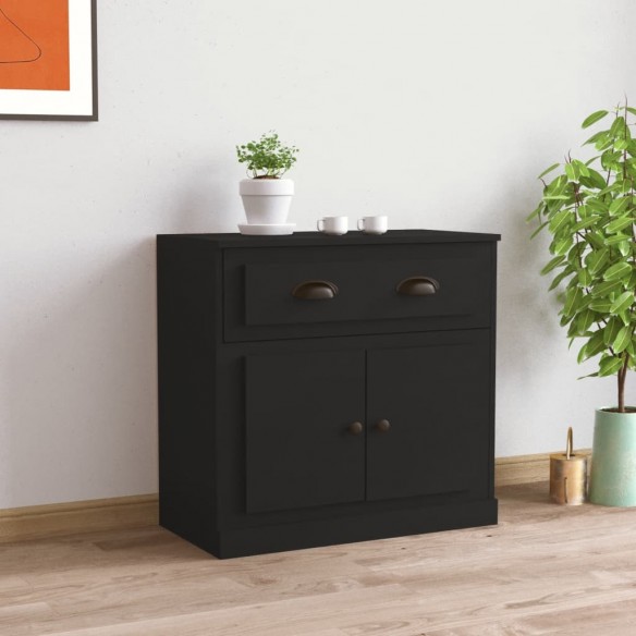 Buffet noir 70x35,5x67,5 cm bois d'ingénierie