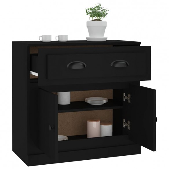 Buffet noir 70x35,5x67,5 cm bois d'ingénierie